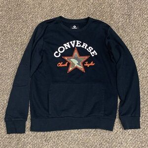 Converse  Kids Black Crewneck Sweater with Star Design